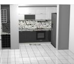 Ъглова кухня в бяло и черно